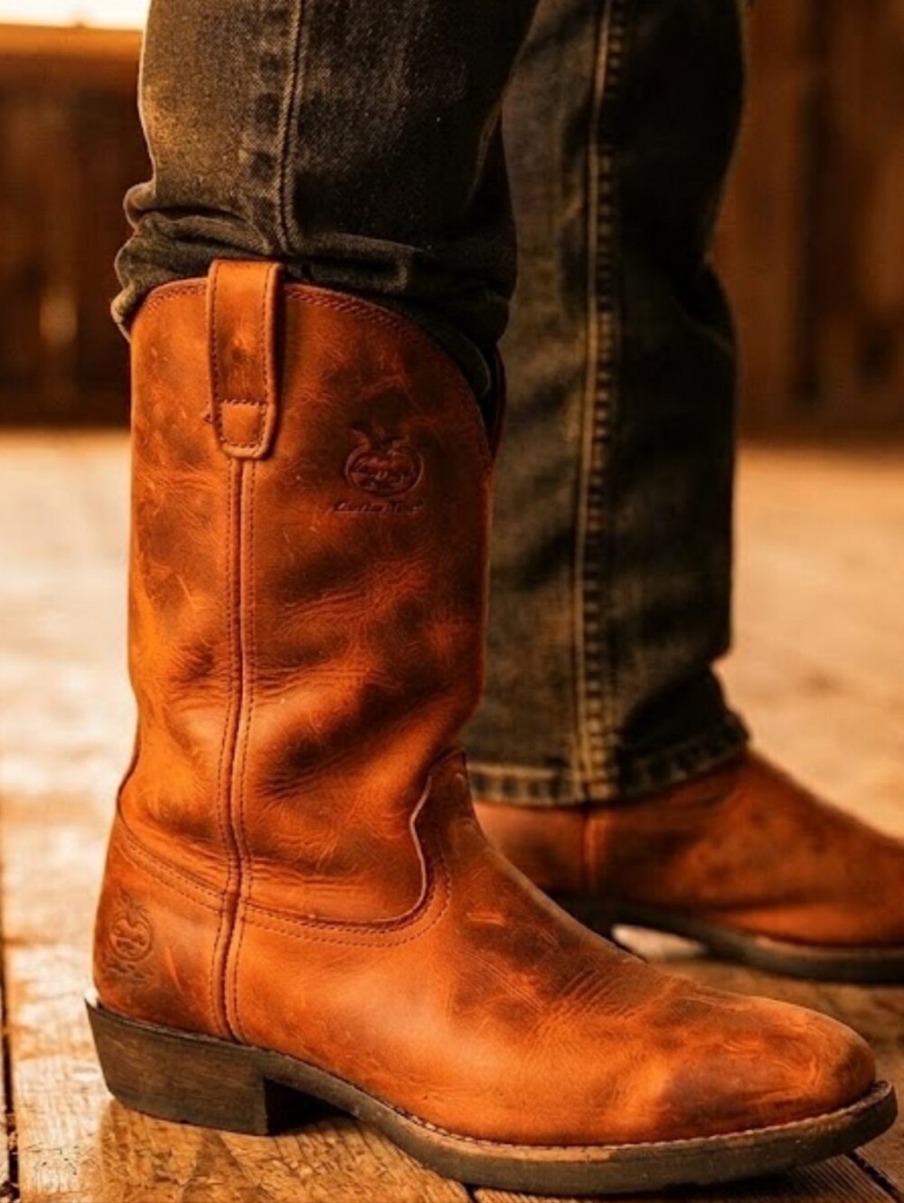 Georgia Boot Mens Carbo Tec Leather Wellington Russet Wildwood Boots Shoes 10.5M